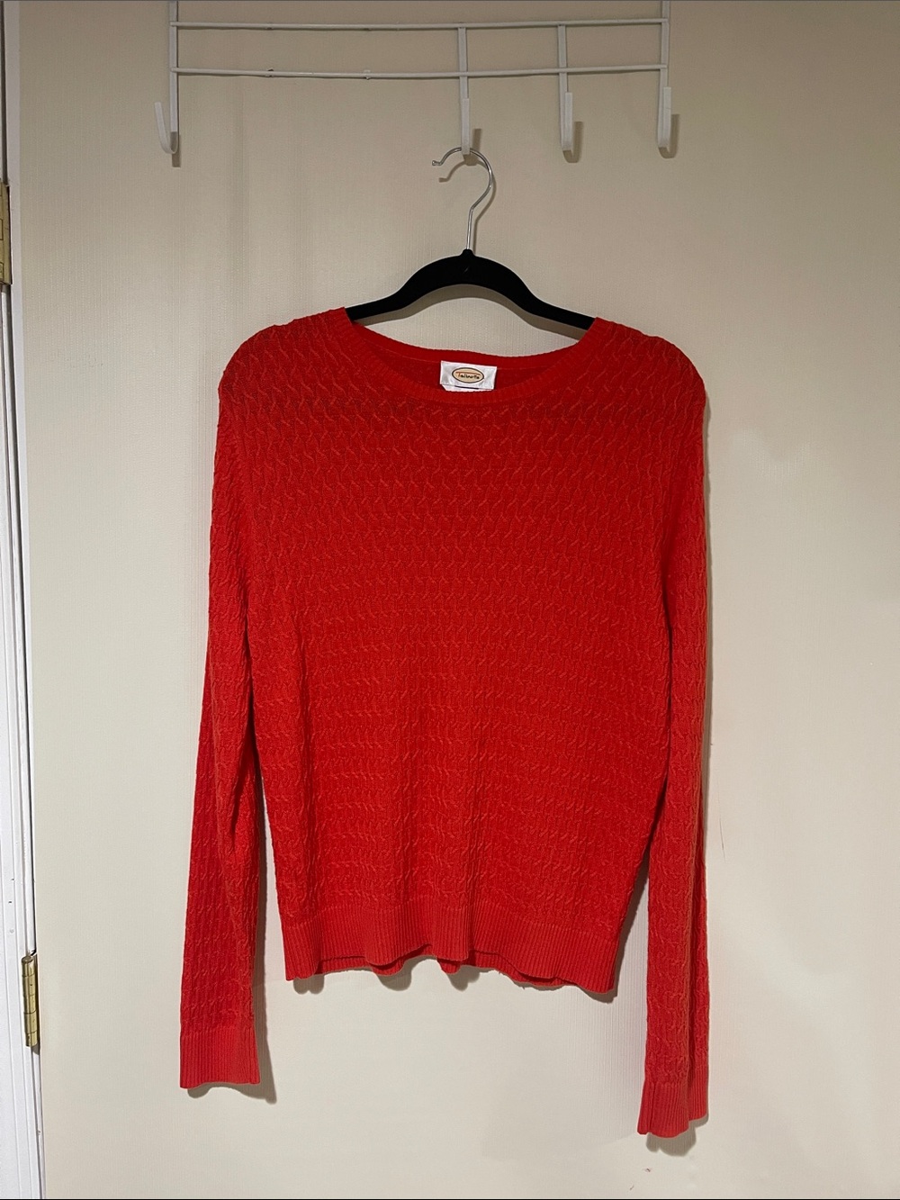 Talbots 100% Pima Cotton Red Cable-Knit Crewneck Sweater, In Excellent Condition